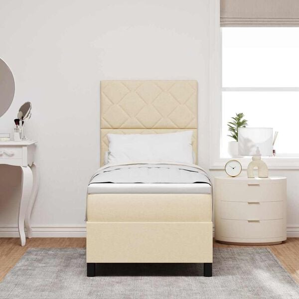 vidaXL Letto a molle con materasso con led Crema 80 x 200 cm Tessuto