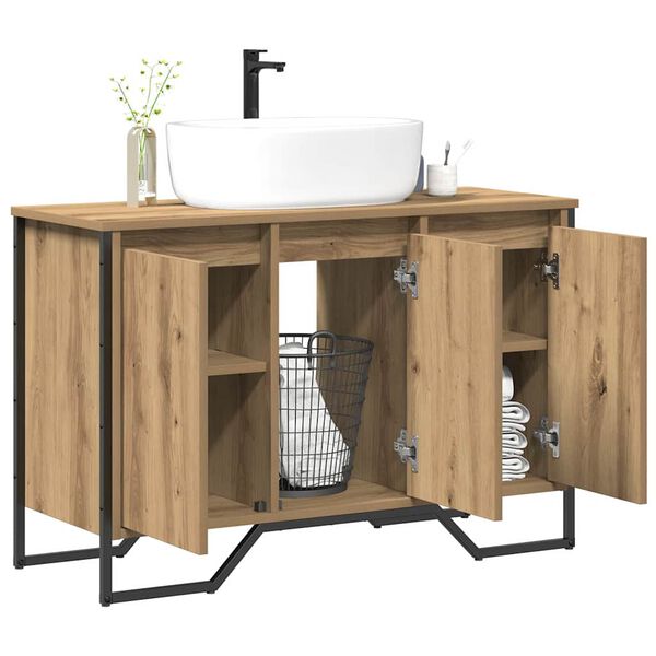 vidaXL Mobiletto per Lavabo Altro Rovere artigianale 91 x 35 x 60 cm