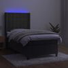 vidaXL Letto a Molle con Materasso e LED Grigio Scuro 90x200cm Velluto