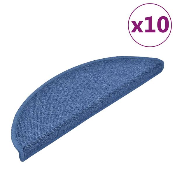 vidaXL Tappetini per scale 10 pz 56x17x3 cm blu semicircolari