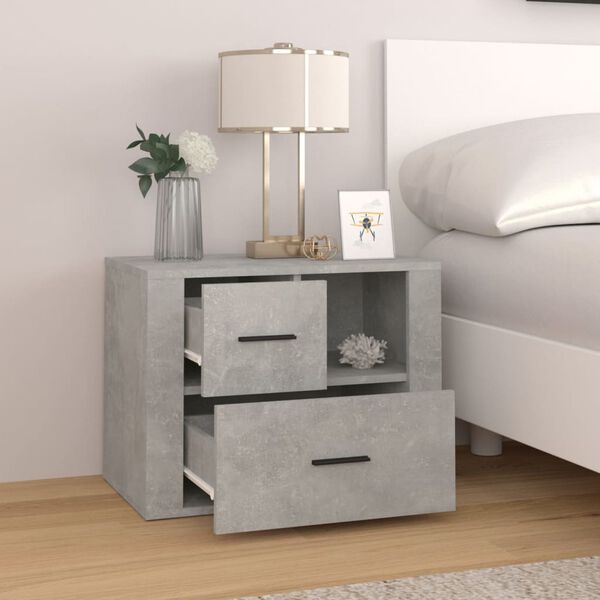vidaXL Comodino Grigio Cemento 60x36x45 cm in Legno Multistrato