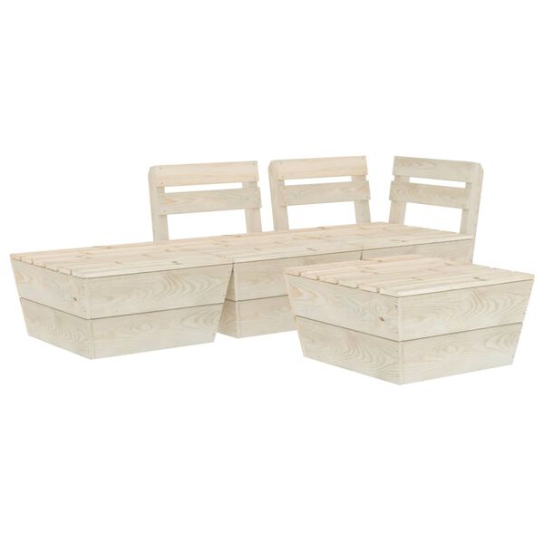 vidaXL Set Divani da Giardino su Pallet 4 pz in Legno Abete Impregnato