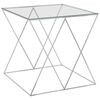 vidaXL Tavolino da Salotto Argento 55x55x55 cm in Acciaio Inox e Vetro