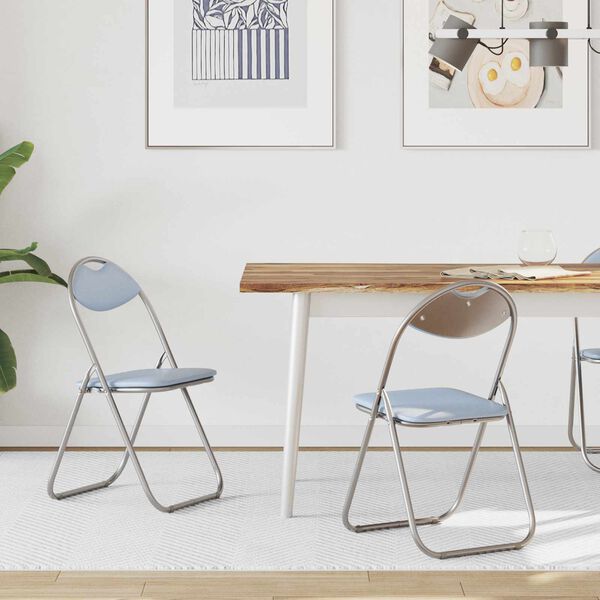 vidaXL Sedia pieghevole 2 pcs Grigio 48 x 43,5 x 81 cm Pelle Sintetica