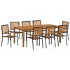 vidaXL Set da Pranzo per Giardino 9 pz Nero Legno di Acacia Massello