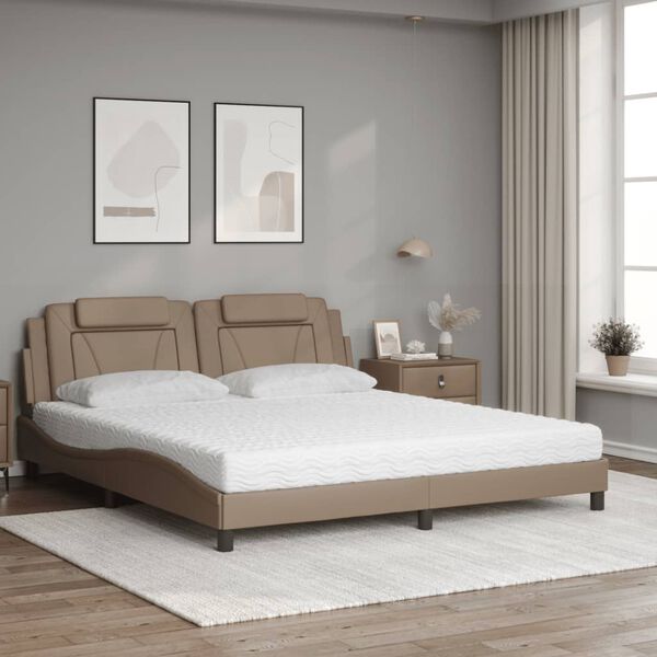vidaXL Letto Viana con Materasso Cappuccino 180x200cm Similpelle
