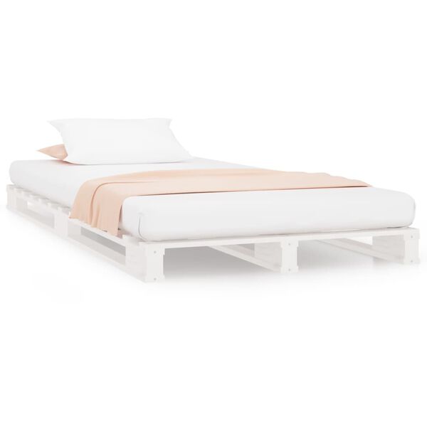 vidaXL Letto a Pallet Bianco 75x190 cm Small Single Legno di Pino