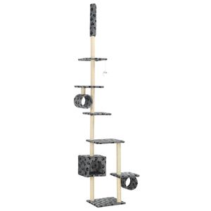 vidaXL Albero per Gatti e Tiragraffi Sisal 260cm Zampe Stampate Grigio
