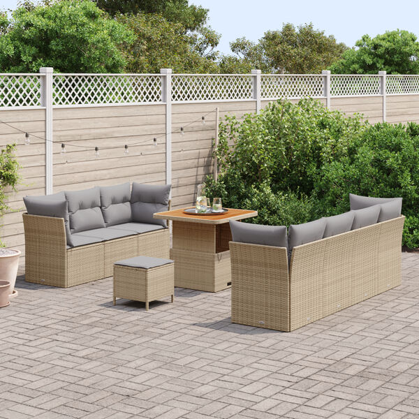 vidaXL Set Divano da Giardino con cuscino 10 pcs beige e grigio chiaro