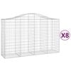 vidaXL Cesti Gabbioni ad Arco 8 pz 200x50x120/140 cm Ferro Zincato