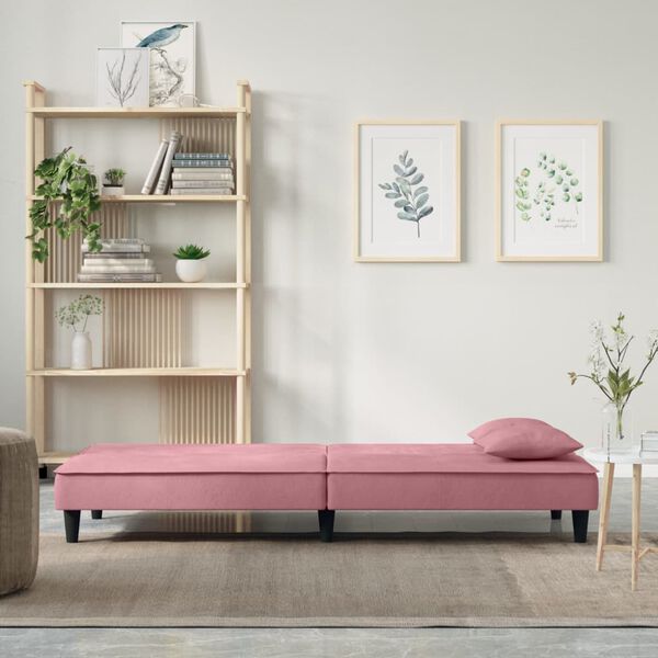 vidaXL Divano Letto Rosa in Velluto