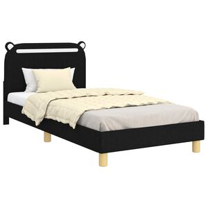 vidaXL Struttura letto bambini con testata Nero 90 x 200 cm Tessuto