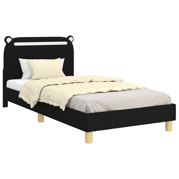 vidaXL Struttura letto bambini con testata Nero 90 x 200 cm Tessuto