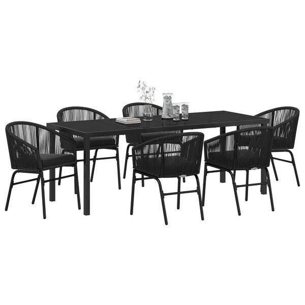 vidaXL Set da Pranzo per Giardino 7 pcs Nero