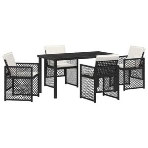 vidaXL Set da Pranzo per Giardino 5 pcs Nero polyrattan