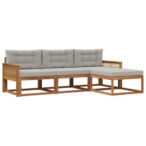 vidaXL Set di divani da esterno 4 pcs Naturale e Grigio chiaro