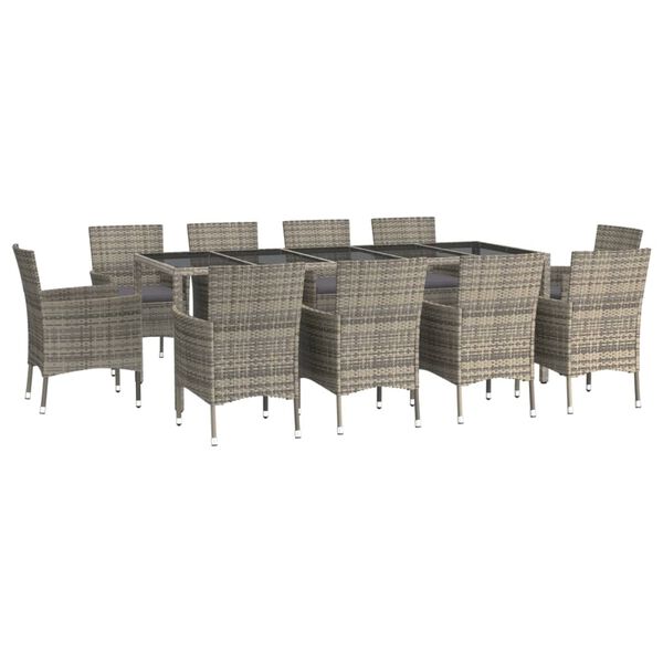 vidaXL Set da Pranzo da Giardino 11pz con Cuscini in Polyrattan Grigio