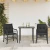 vidaXL Set da Bistrò 3 pz con Cuscini Nero in Polyrattan