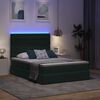 vidaXL Letto con contenitore e LED Verde Scuro 140 x 190 cm Velluto