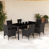 vidaXL Set Pranzo da Giardino 7 pz Nero con Cuscini Polyrattan Acacia