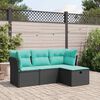 vidaXL Set Divani da Giardino 4 pz con Cuscini Nero in Polyrattan