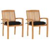 vidaXL Sedie da Giardino 2 pz con Cuscini Neri in Teak Massello