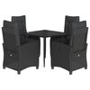vidaXL Set da Pranzo da Giardino 5 pz Nero con Cuscini in Polyrattan