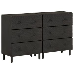 vidaXL Credenze 2 pz Nero 60x33x75 cm in Legno Massello di Mango