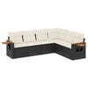 vidaXL Set Divano da Giardino 6 pz con Cuscini Nero in Polyrattan