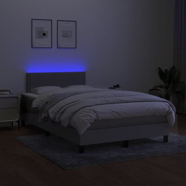 vidaXL Letto a Molle Materasso e LED Grigio Chiaro 120x190 cm Tessuto