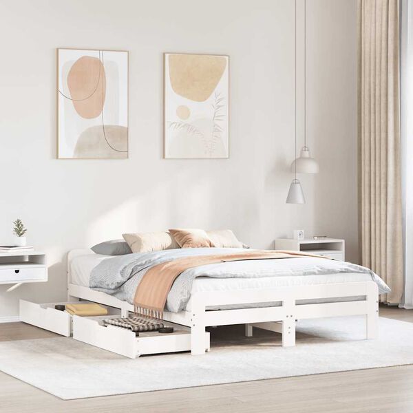 vidaXL Letto senza Materasso Bianco 160x200 cm Legno Massello di Pino