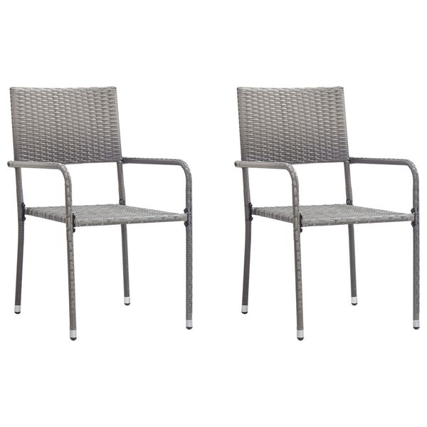 vidaXL Set da Pranzo da Giardino 3 pz Nero Grigio Polyrattan e Acciaio