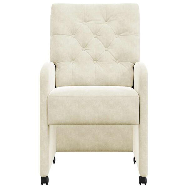 vidaXL Sedie da Pranzo con Ruote 2 pcs Crema 58 x 67 x 97 cm Velluto