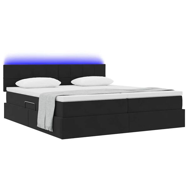 vidaXL Letto con luci a strisce a LED Nero 200 x 200 cm Velluto