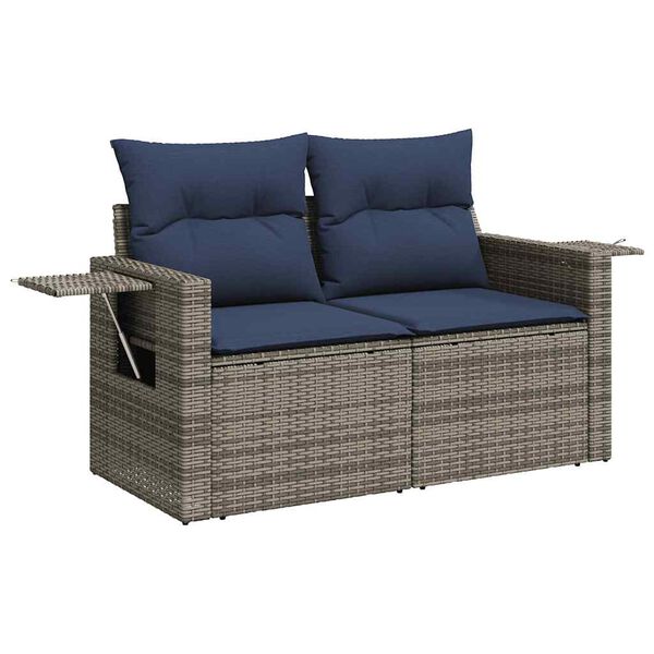 vidaXL Set Divano da Giardino 6 pz con Cuscini Grigio Polyrattan Acacia