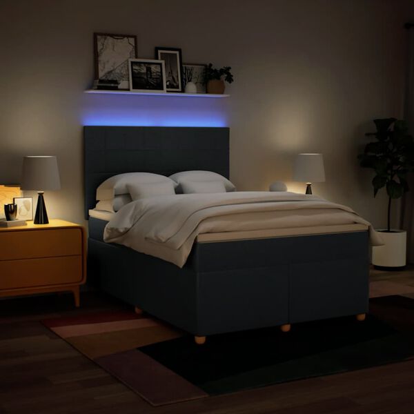 vidaXL Giroletto a Molle con Materasso Blu 140x190 cm in Tessuto