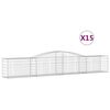 vidaXL Cesti Gabbioni ad Arco 15 pz 400x50x60/80 cm Ferro Zincato