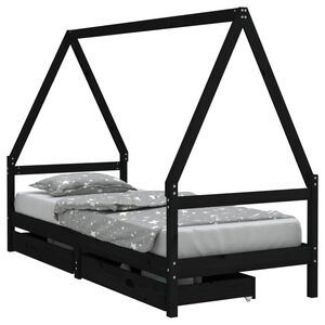 vidaXL Giroletto Bambini con Cassetti Nero 80x200cm Massello di Pino