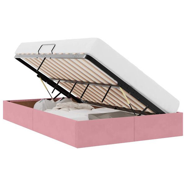 vidaXL Letto con Contenitore con materasso Rosa 120 x 200 cm Velluto