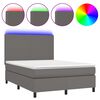 vidaXL Giroletto Molle con Materasso e LED Grigio 140x190cm Similpelle