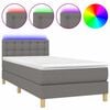 vidaXL Letto a Molle Materasso e LED Grigio Scuro 80x200 cm in Tessuto