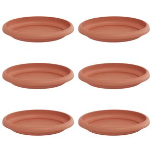 vidaXL Vassoio Rotondo per Fiori 6 pcs Rosso Mattone &Oslash; 14 x 2 cm