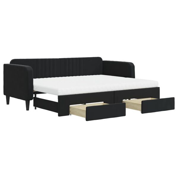 vidaXL Divano Letto Estraibile con Cassetti Nero 80x200 cm in Velluto