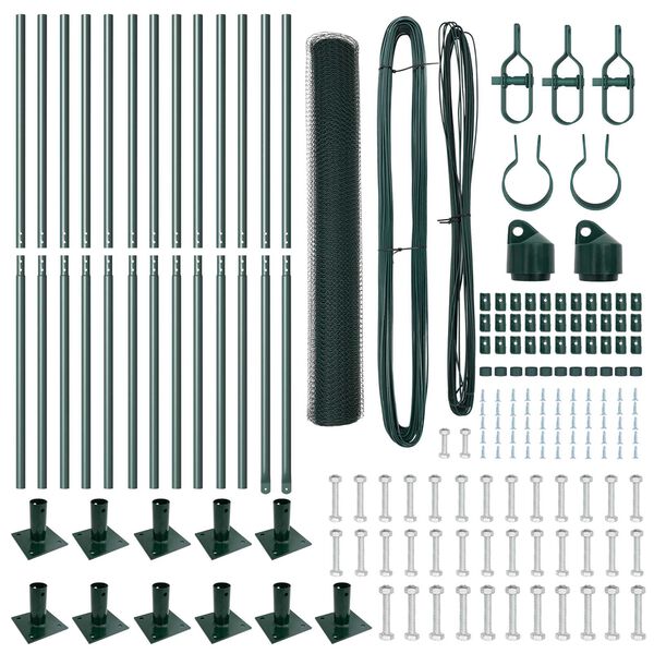 vidaXL Palo della recinzione Verde 25 x 1,2 m (rete da 13 mm) Acciaio