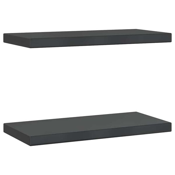 vidaXL Mensole a Muro 2 pz 50x23,5x3 cm Nero in Acciaio Inossidabile