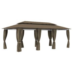 vidaXL Gazebo con Tende 600x298x270 cm Grigio Talpa 180 g/m&sup2;
