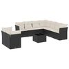vidaXL Set Divani da Giardino 10pz con Cuscini in Polyrattan Nero