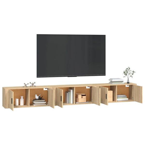 vidaXL Mobili Porta TV a Parete 3 pz Rovere Sonoma 100x34,5x40 cm