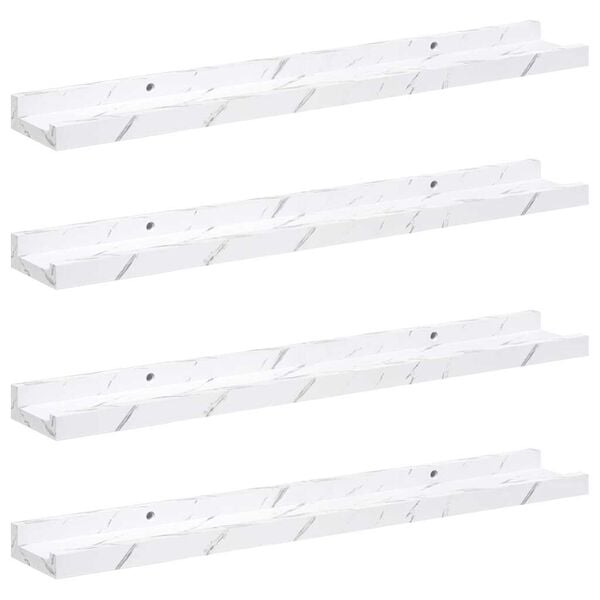 vidaXL Scaffale da parete 4 pcs Marmo Bianco 60 x 9 x 3 cm