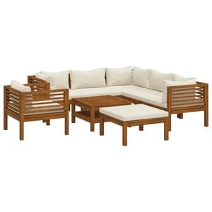 vidaXL Set Divani da Giardino 8 pz con Cuscini Crema in Legno Acacia